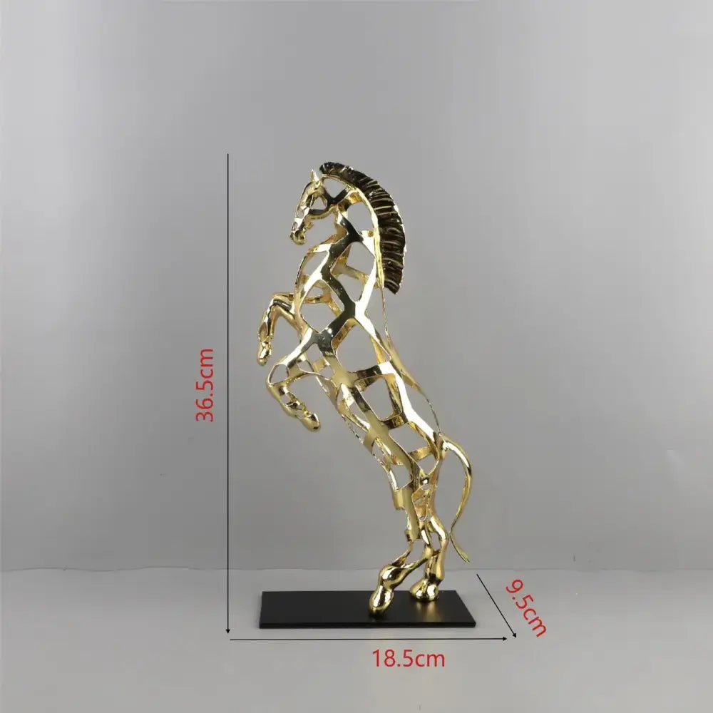 Geometric golden horse metal sculpture living room decor