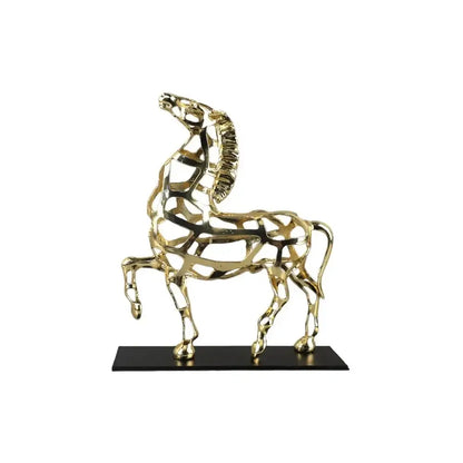 Geometric golden horse metal sculpture living room decor