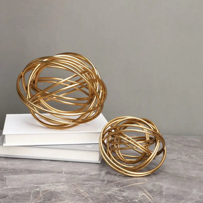 Geometric golden thread metal balls decorative figurines living room