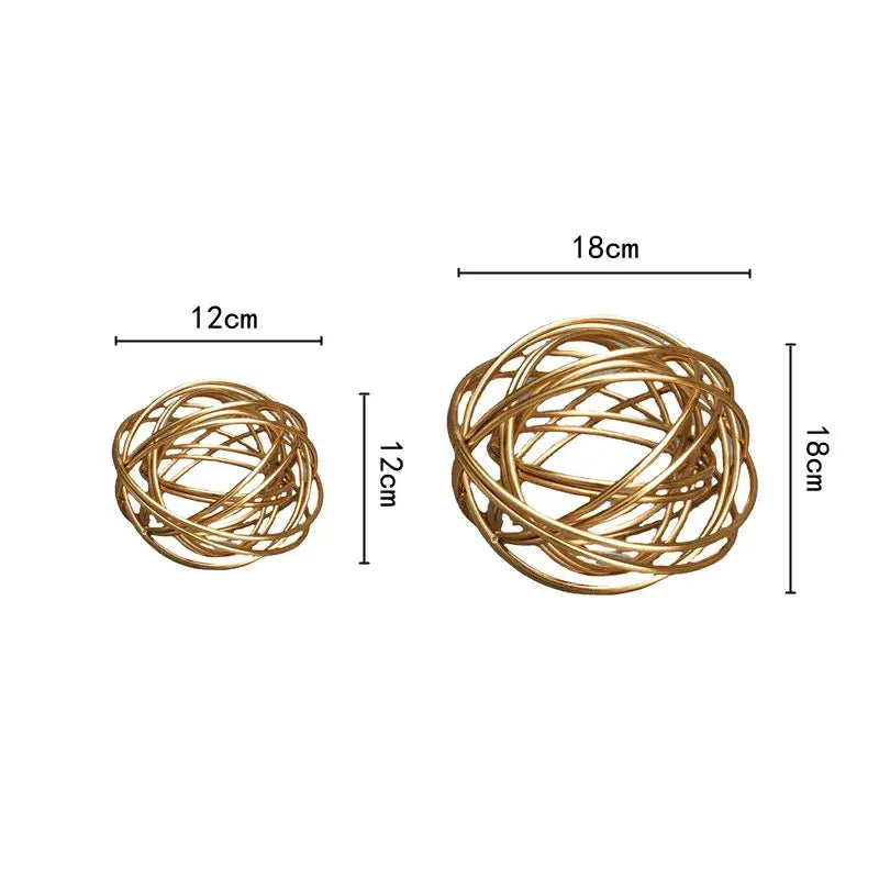Geometric golden thread metal balls decorative figurines living room