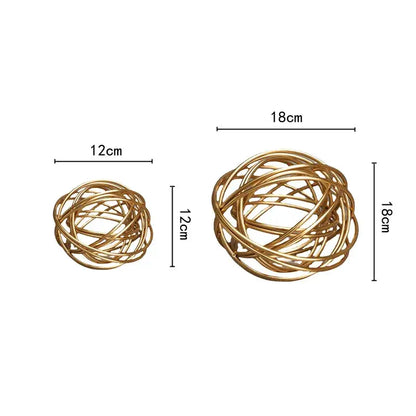Geometric golden thread metal balls decorative figurines living room