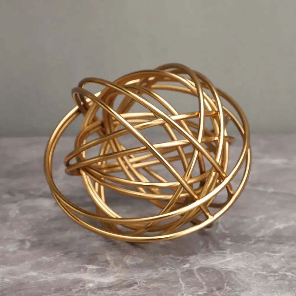 Geometric golden thread metal balls decorative figurines living room