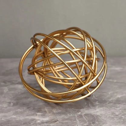 Geometric golden thread metal balls decorative figurines living room