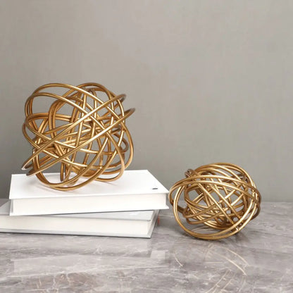 Geometric golden thread metal balls decorative figurines living room