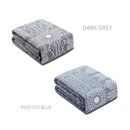 Geometric gray & white cotton gauze throw blanket bedroom bedspread