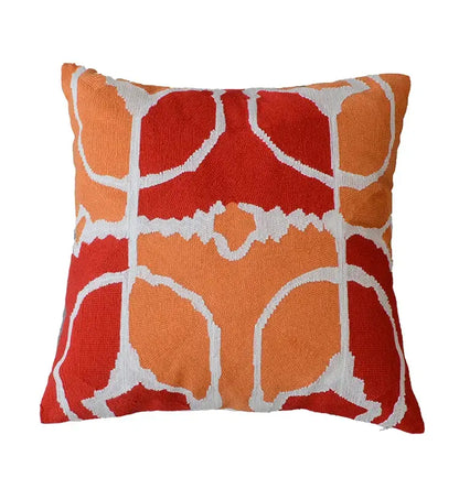 Geometric grey embroidered cotton pillow cover living room decor