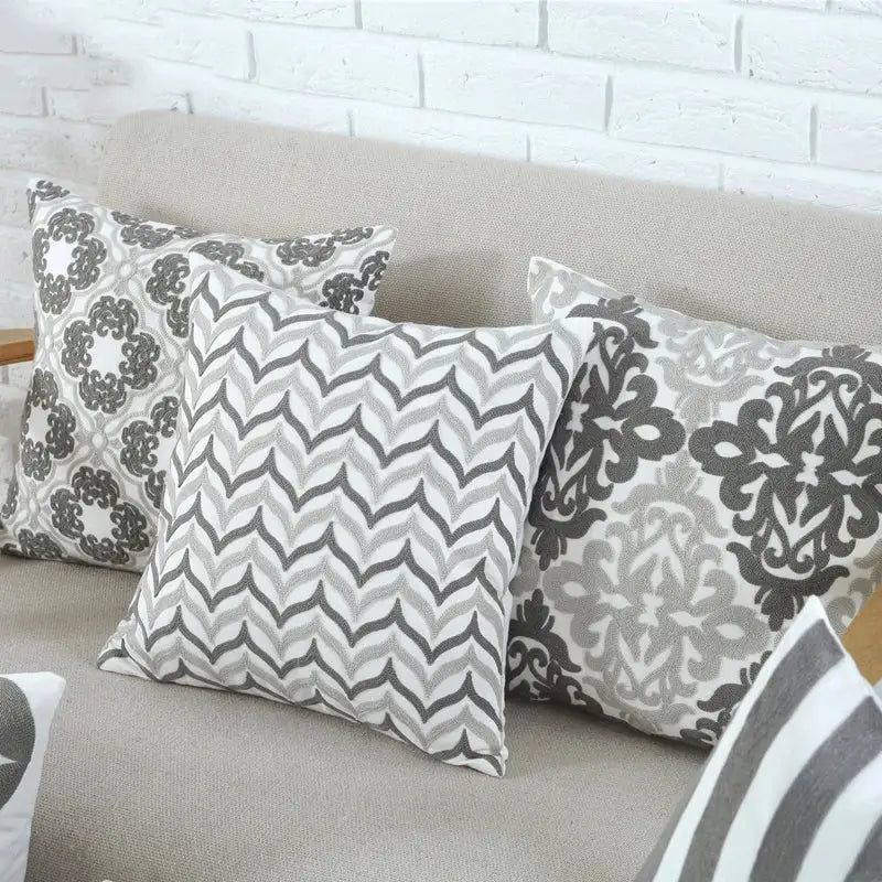 Geometric grey & pink cushion cover living room pillow case