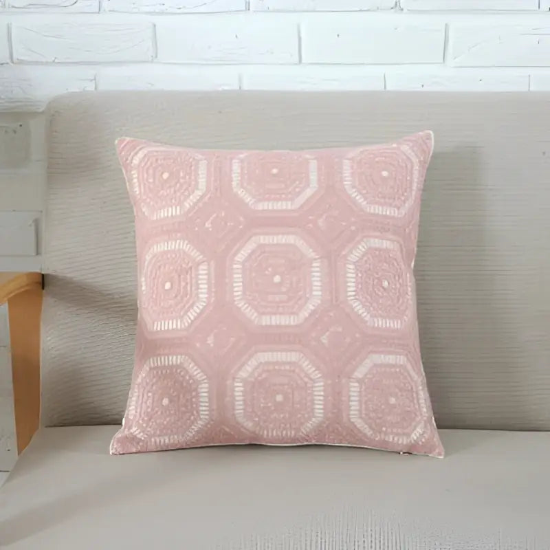 Geometric grey & pink cushion cover living room pillow case