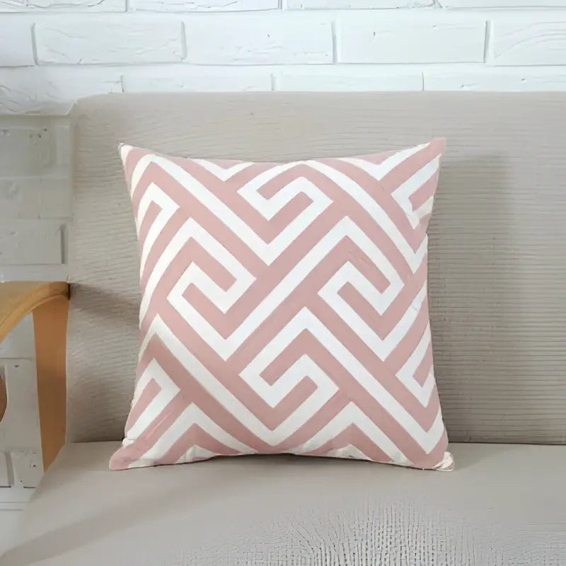 Geometric grey & pink cushion cover living room pillow case
