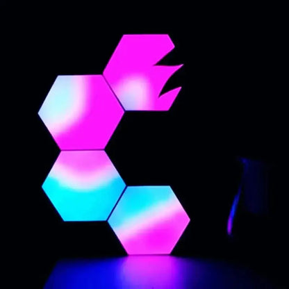 Geometric hexagon led wall lights bedroom bluetooth app control