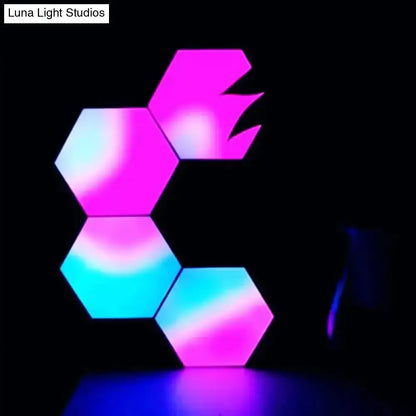 Geometric hexagon led wall lights bedroom bluetooth app control