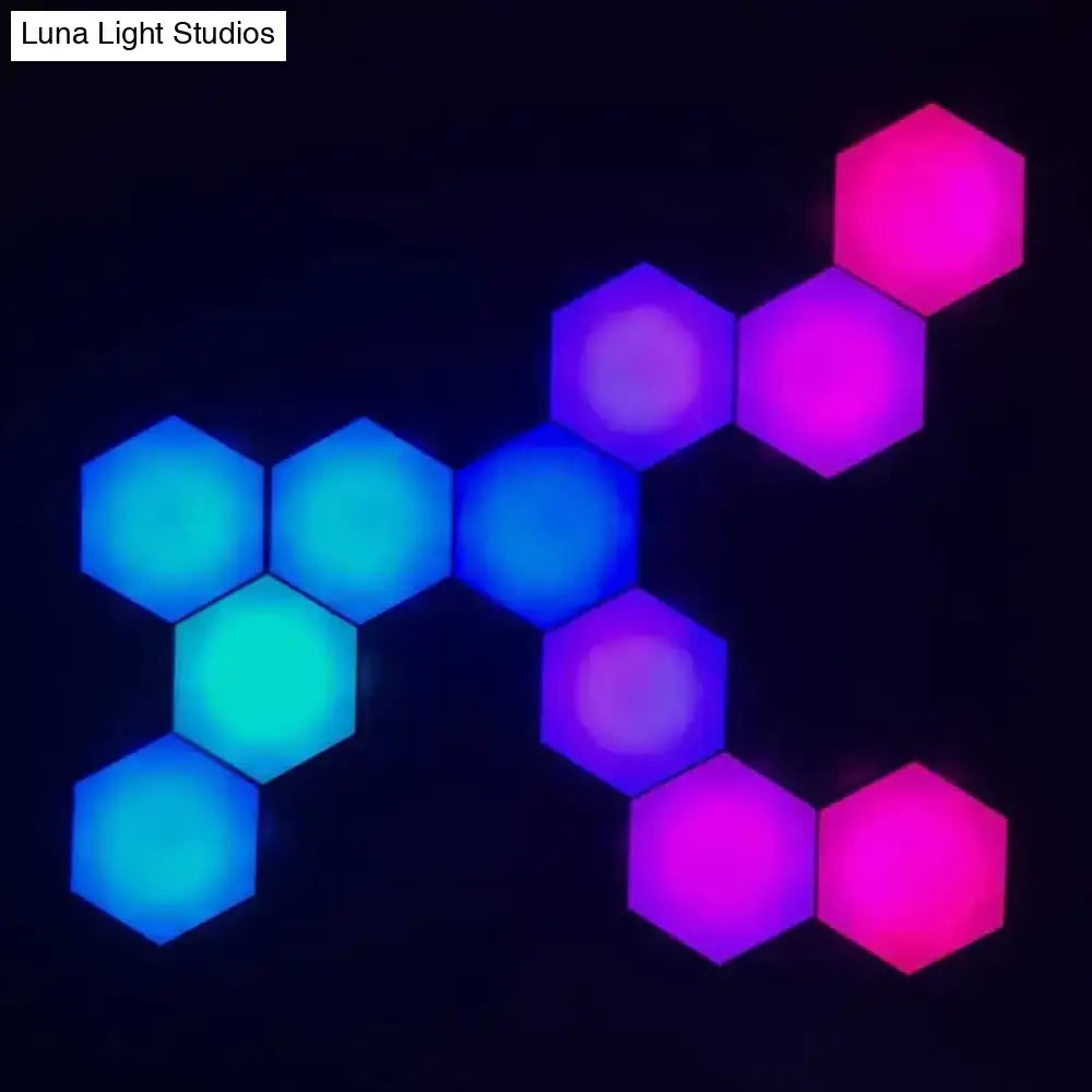 Geometric hexagon led wall lights bedroom bluetooth app control