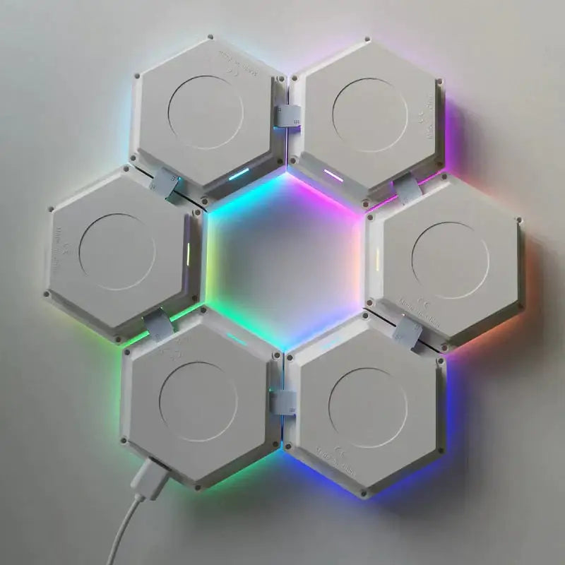 Geometric hexagon led wall lights bedroom bluetooth app control