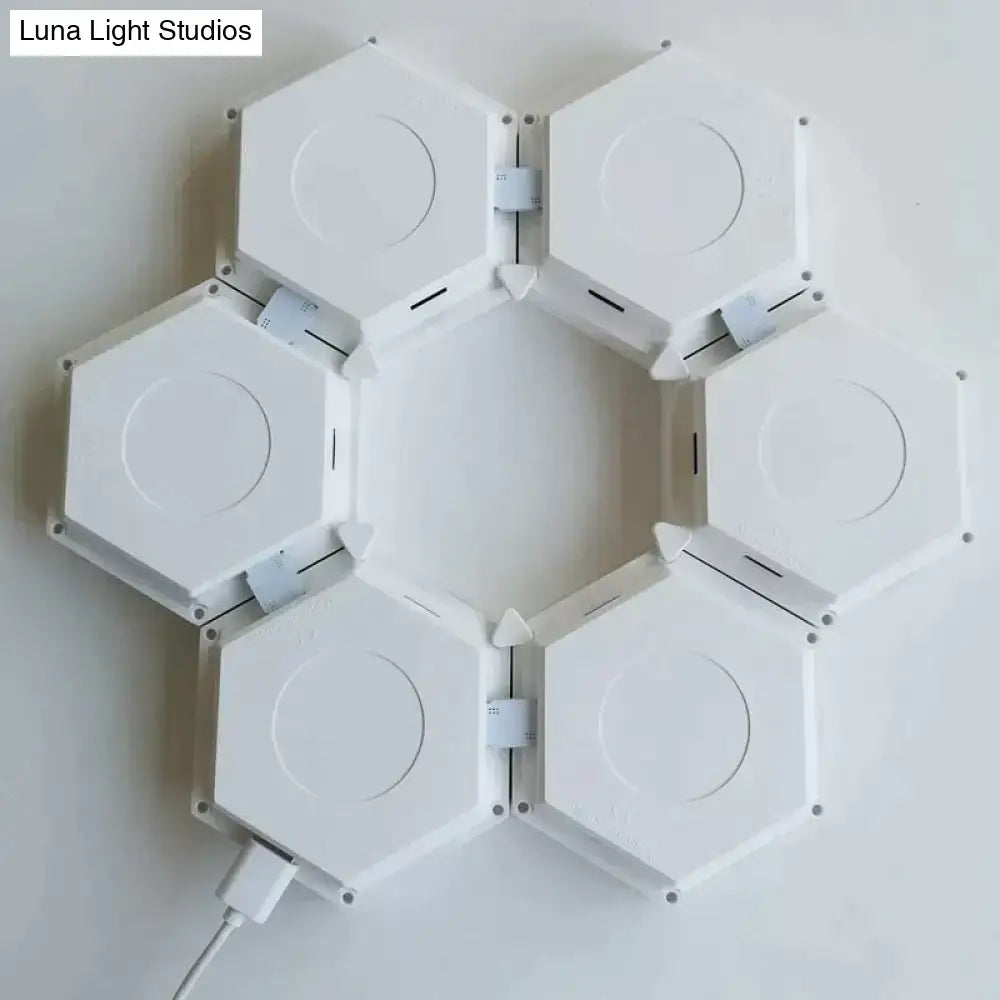 Geometric hexagon led wall lights bedroom bluetooth app control