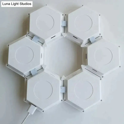 Geometric hexagon led wall lights bedroom bluetooth app control