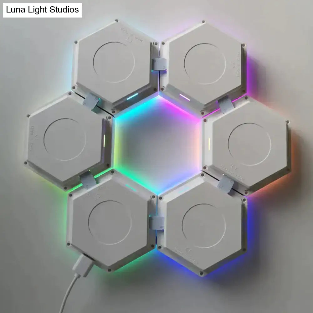 Geometric hexagon led wall lights bedroom bluetooth app control