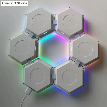 Geometric hexagon led wall lights bedroom bluetooth app control