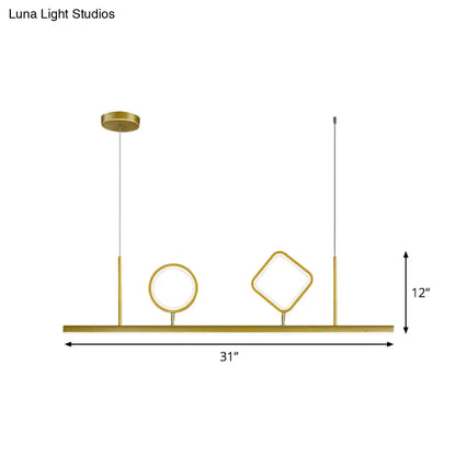 DecorBites™ Geometric Island Pendant LED Ceiling Fixture in Gold with Warm/White Light - Minimalist Design