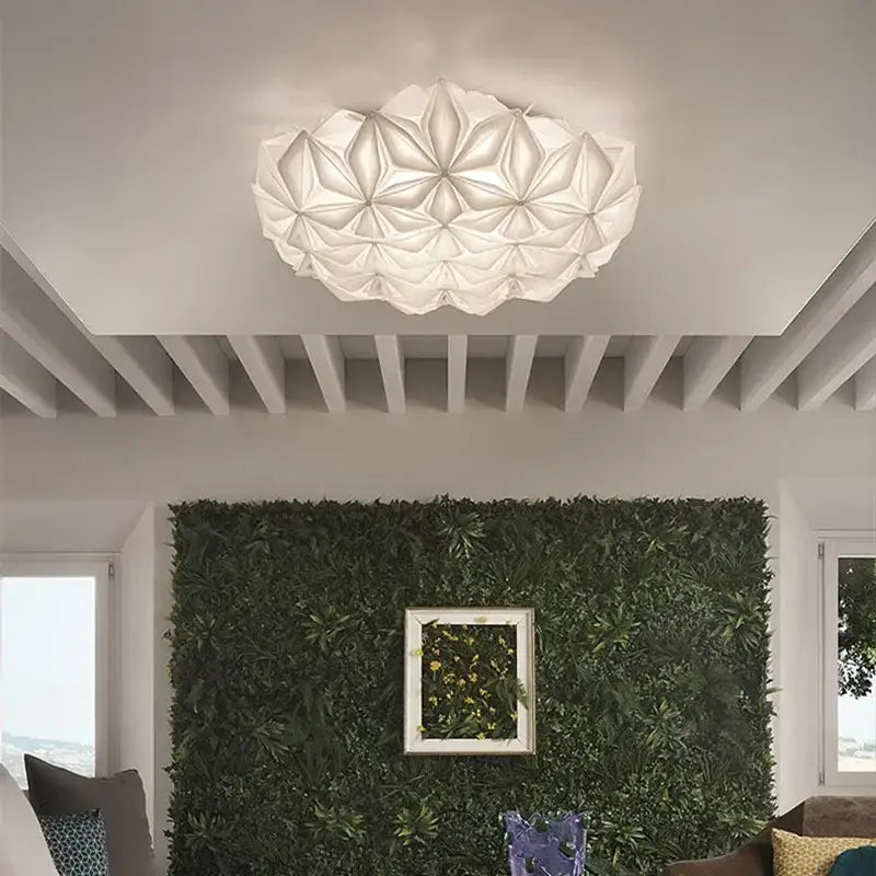 Geometric italian design white glass ceiling light dining room