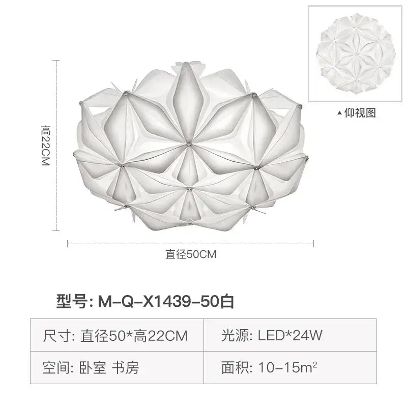 Geometric italian design white glass ceiling light dining room