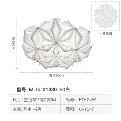 Geometric italian design white glass ceiling light dining room