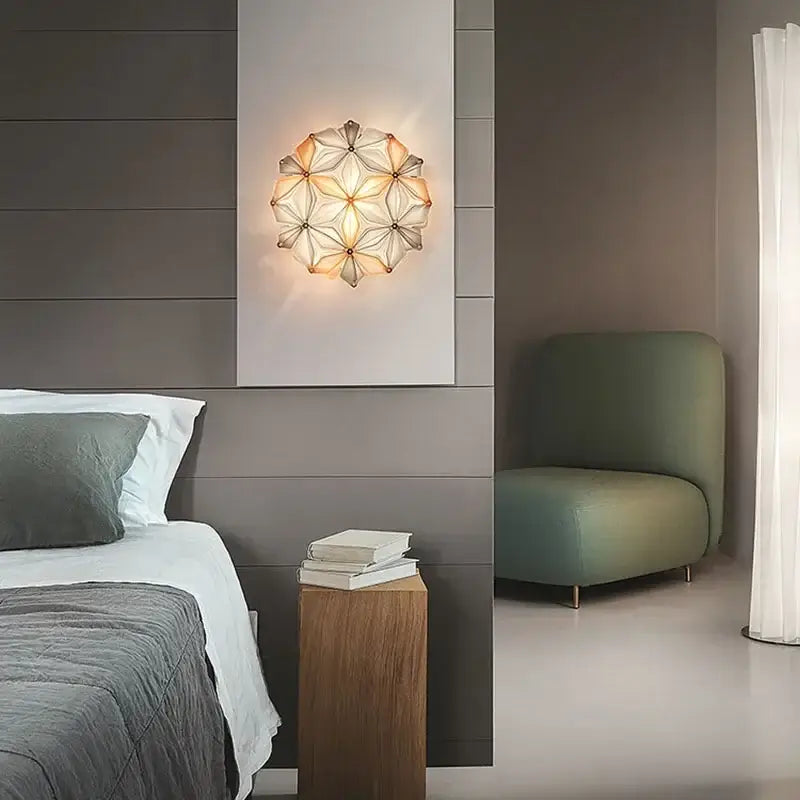 Geometric italian design white glass ceiling light dining room