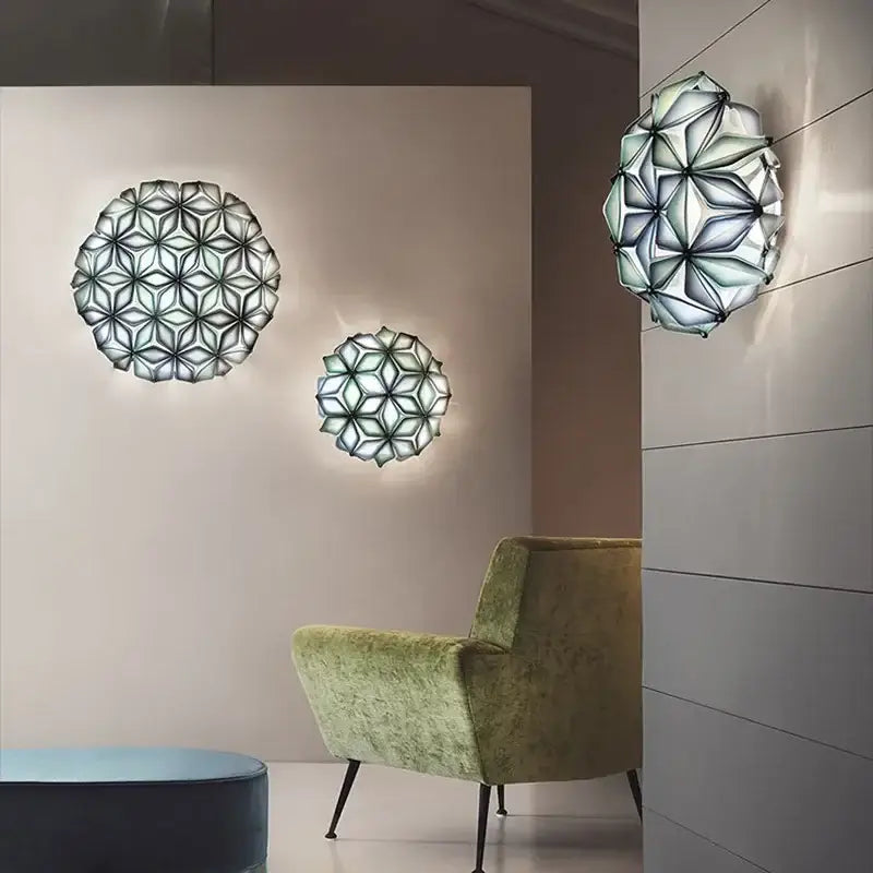 Geometric italian design white glass ceiling light dining room