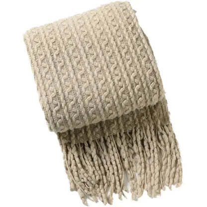 Geometric knit sofa blanket mustard & off-white living room throw