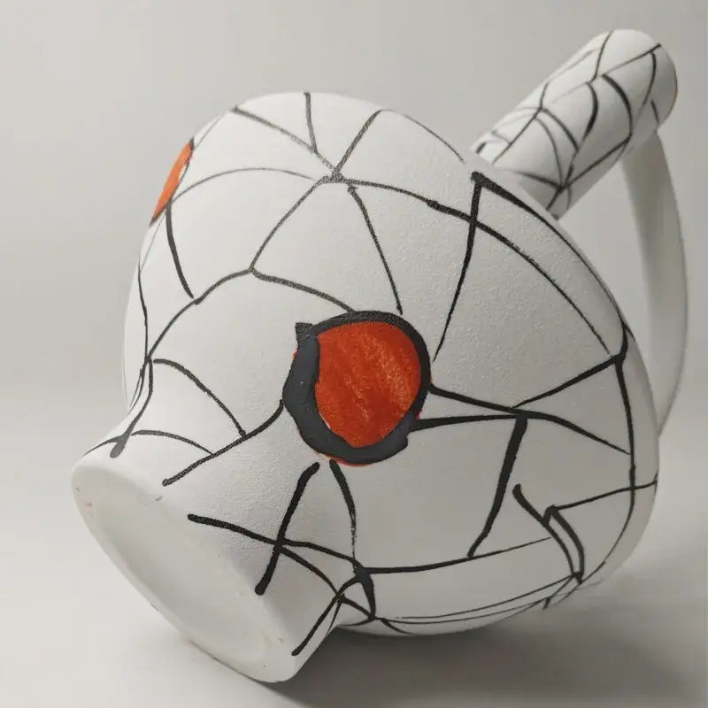Geometric line ceramic white & orange vase set living room decor