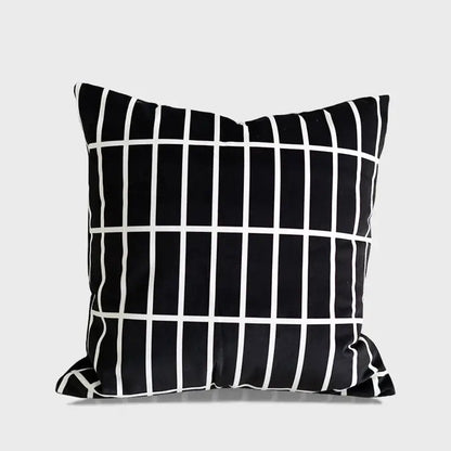 Geometric line embroidered suede pillowcase black & white living room