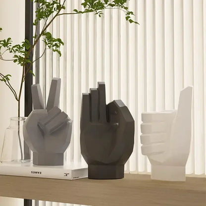 Geometric matte gray black & white gesture art decor living room set