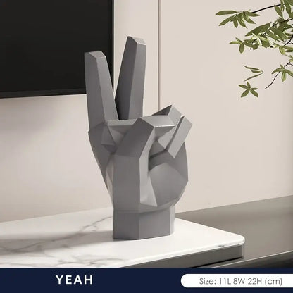 Geometric matte gray black & white gesture art decor living room set