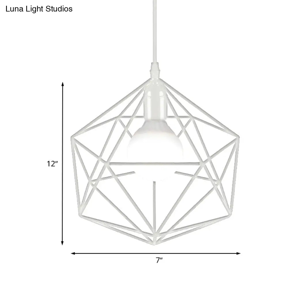 DecorBites™ Geometric Metal Pendant Light - Industrial Living Room Hanging Light in Black/White - 3 Sizes Available