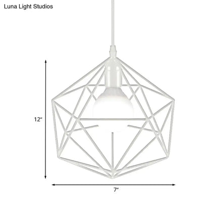 DecorBites™ Geometric Metal Pendant Light - Industrial Living Room Hanging Light in Black/White - 3 Sizes Available