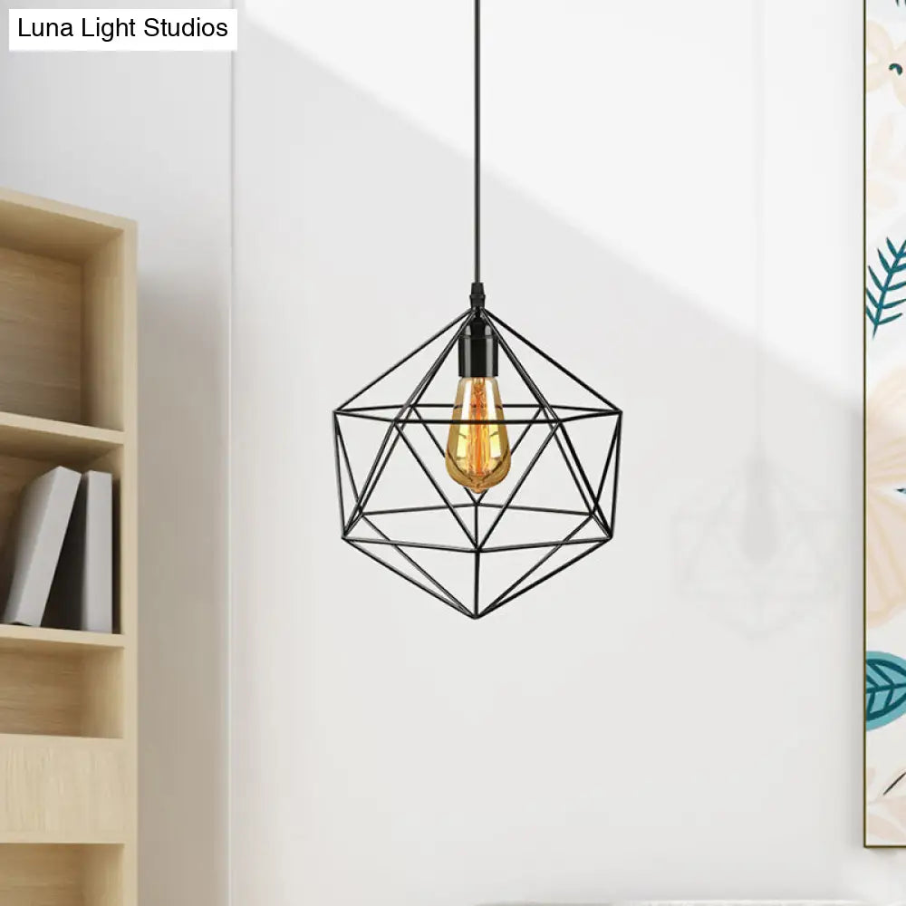 DecorBites™ Geometric Metal Pendant Light - Industrial Living Room Hanging Light in Black/White - 3 Sizes Available