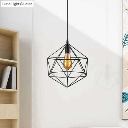 DecorBites™ Geometric Metal Pendant Light - Industrial Living Room Hanging Light in Black/White - 3 Sizes Available