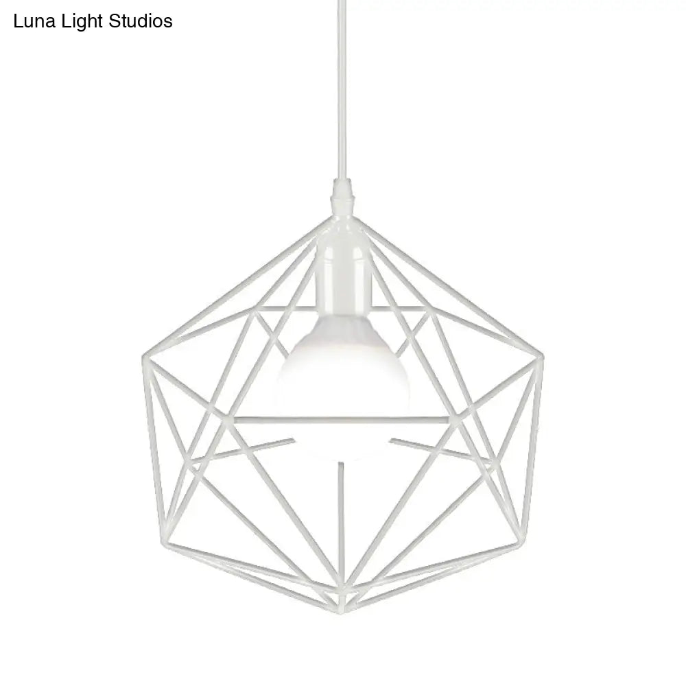 DecorBites™ Geometric Metal Pendant Light - Industrial Living Room Hanging Light in Black/White - 3 Sizes Available