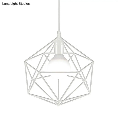 DecorBites™ Geometric Metal Pendant Light - Industrial Living Room Hanging Light in Black/White - 3 Sizes Available