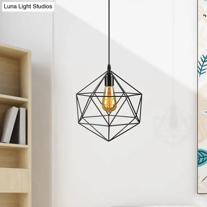 DecorBites™ Geometric Metal Pendant Light - Industrial Living Room Hanging Light in Black/White - 3 Sizes Available