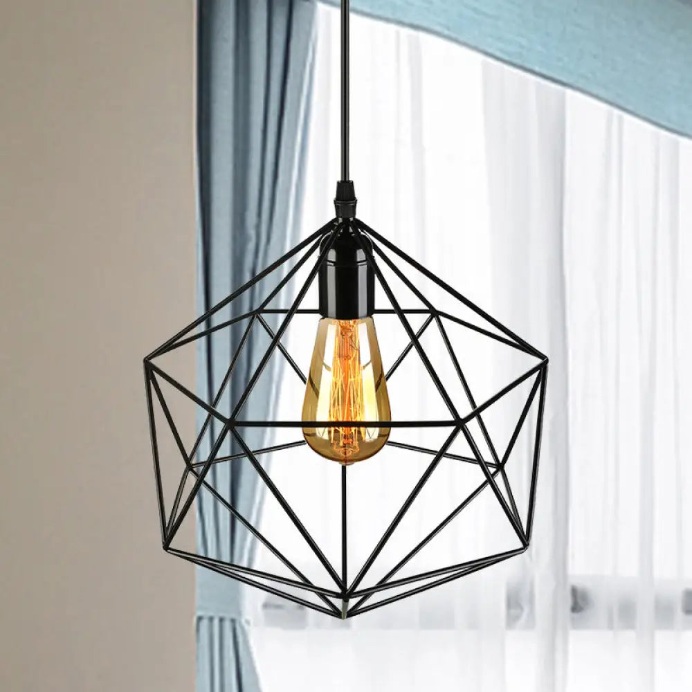 DecorBites™ Geometric Metal Pendant Light - Industrial Living Room Hanging Light in Black/White - 3 Sizes Available