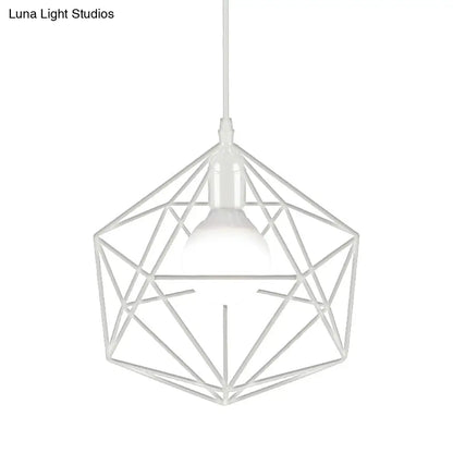 DecorBites™ Geometric Metal Pendant Light - Industrial Living Room Hanging Light in Black/White - 3 Sizes Available