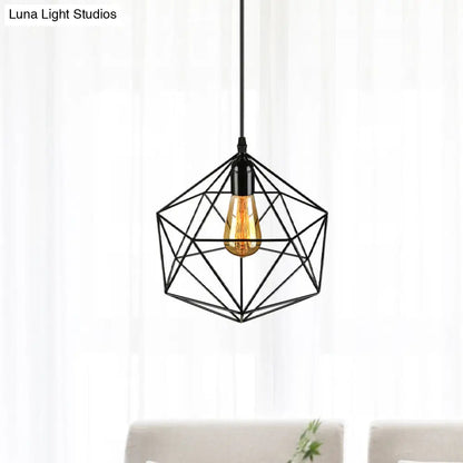 DecorBites™ Geometric Metal Pendant Light - Industrial Living Room Hanging Light in Black/White - 3 Sizes Available