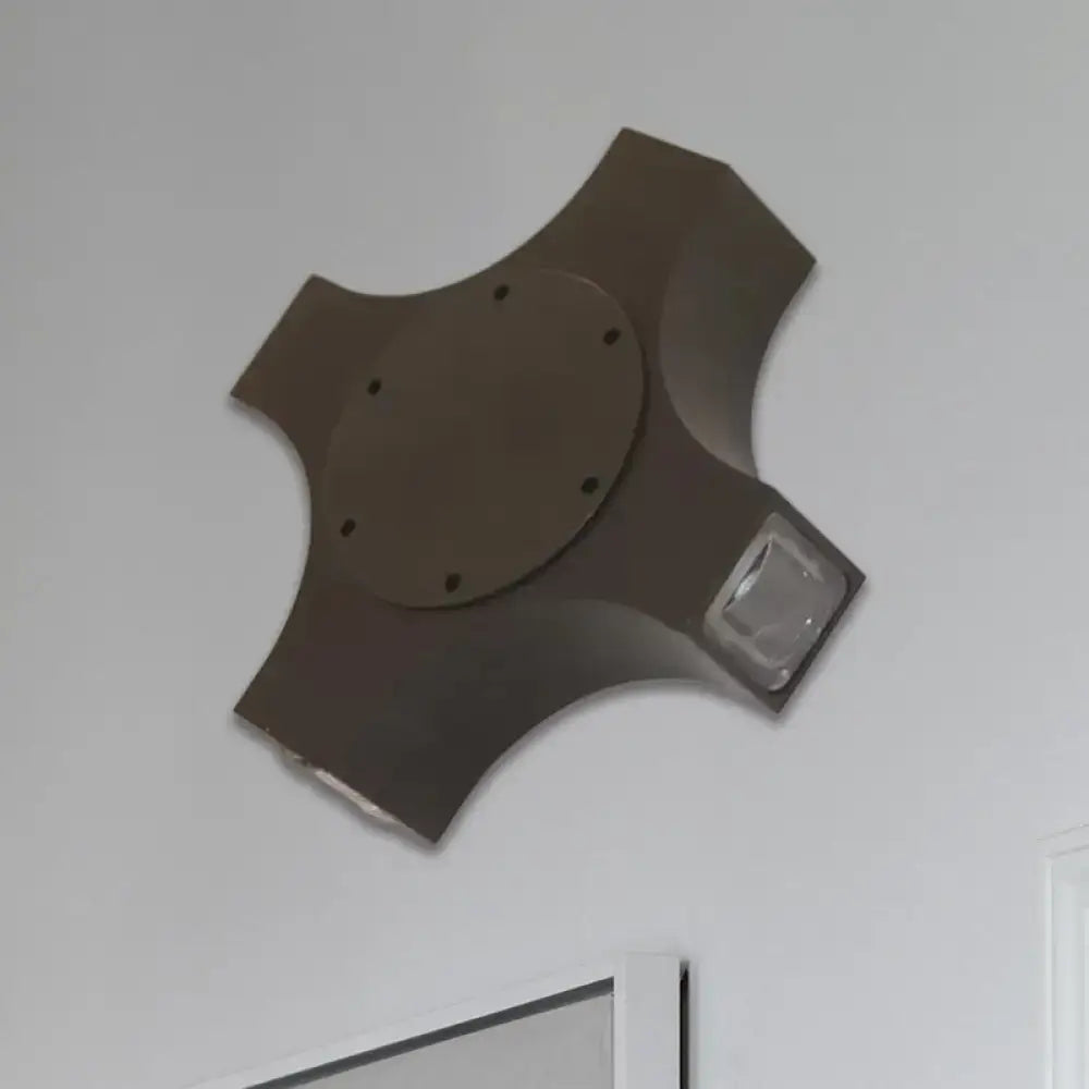 Geometric metallic shade bronze corridor wall sconce bedroom light