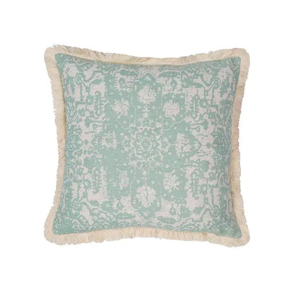 Geometric mosaic cotton crochet tassel cushion cover living room