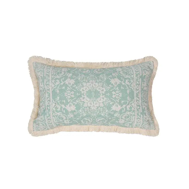 Geometric mosaic cotton crochet tassel cushion cover living room