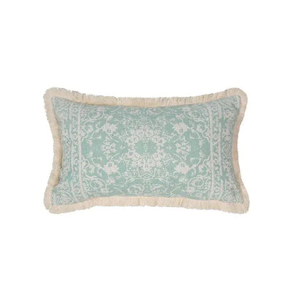 Geometric mosaic cotton crochet tassel cushion cover living room