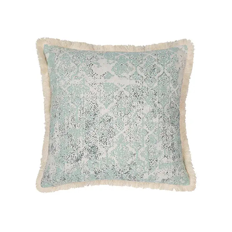 Geometric mosaic cotton crochet tassel cushion cover living room