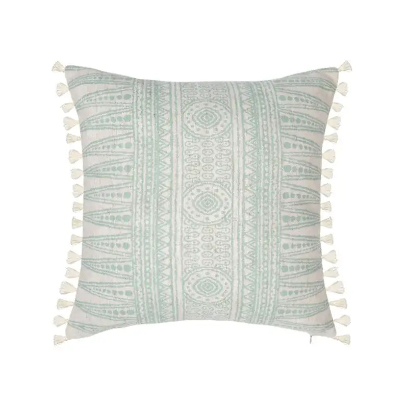 Geometric mosaic cotton crochet tassel cushion cover living room