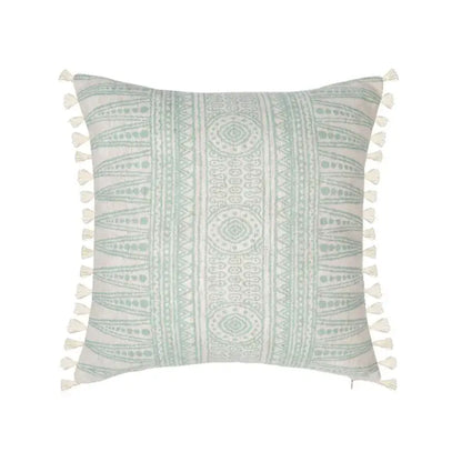 Geometric mosaic cotton crochet tassel cushion cover living room