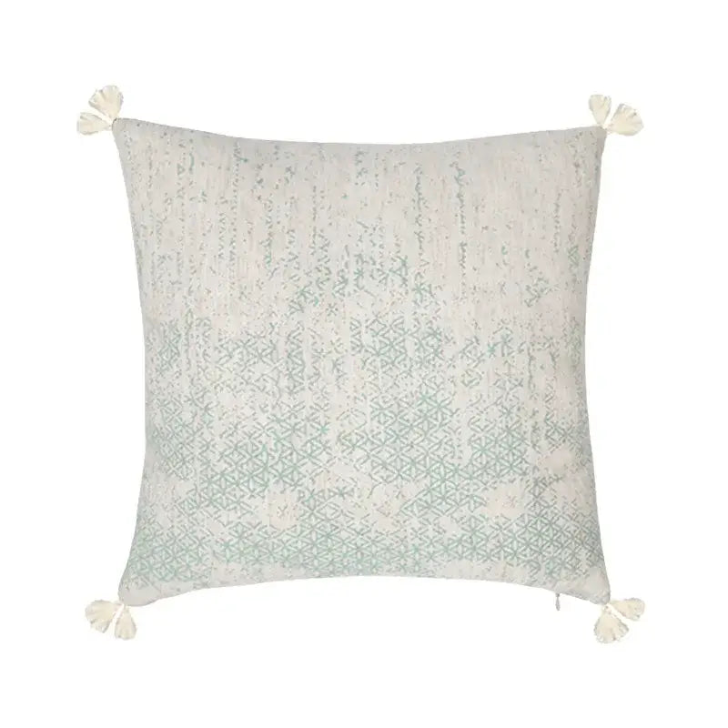 Geometric mosaic cotton crochet tassel cushion cover living room